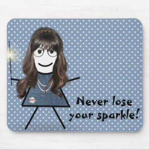 Tapis De Souris Stick Girl avec Sparkler sur Pois