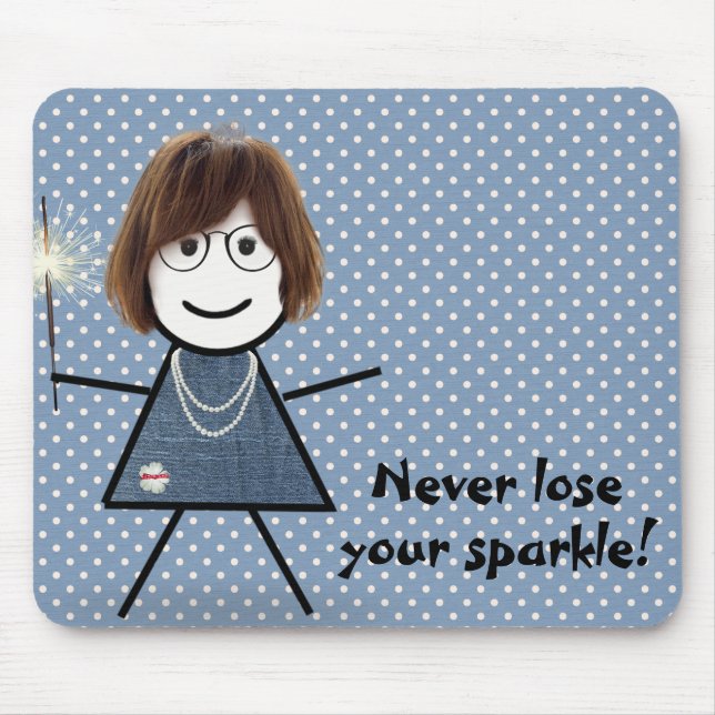 Tapis De Souris Stick Girl avec Sparkler sur Pois (Devant)