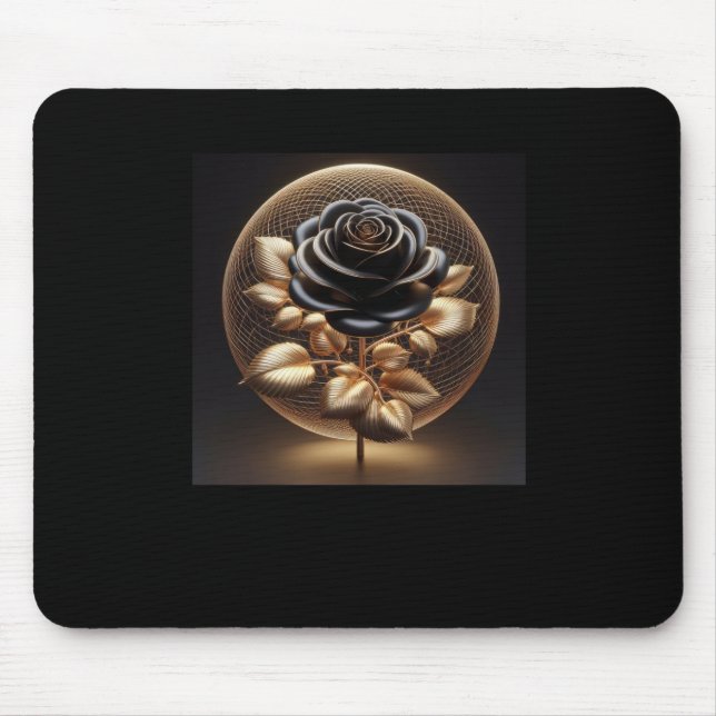 Tapis De Souris Sticker 3d Gold Black Roses #16 (Devant)