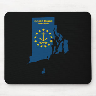 Tapis De Souris Sticker à drapeau de carte de l'île Rhode