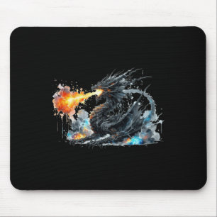 Tapis De Souris Sticker Dragon Noir1