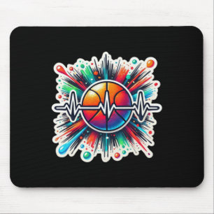Tapis De Souris Sticker Heartbeat De Basketball - Parfait Pour Les
