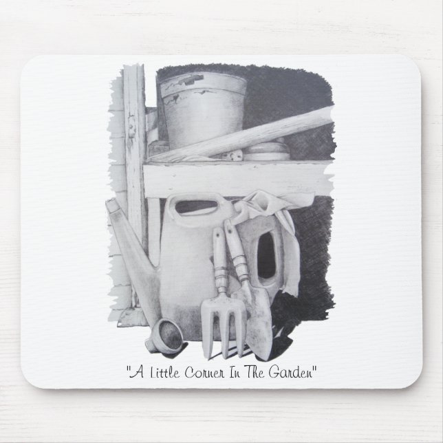 Tapis De Souris still life drawing of garden tools for gardeners (Devant)