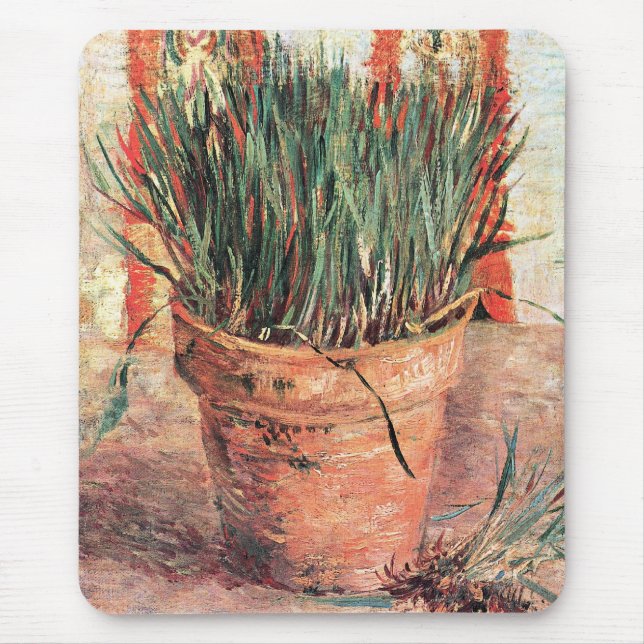 Tapis De Souris Still Life Flowerpot w Chives par Vincent van Gogh (Devant)