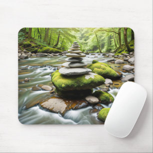 Tapis De Souris Stone Cairn dans une rivière