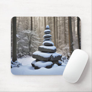 Tapis De Souris Stone Cairn en hiver Woods