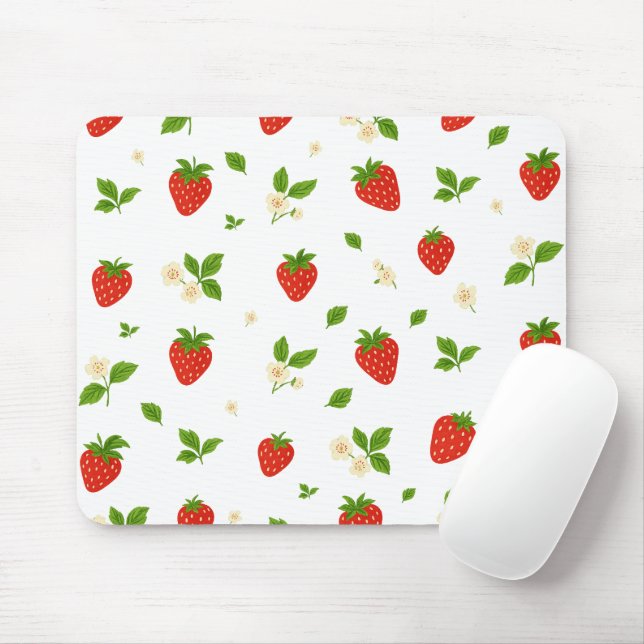 Tapis De Souris Strawberry floral pattern mouse pad, cute watercol (Avec souris)