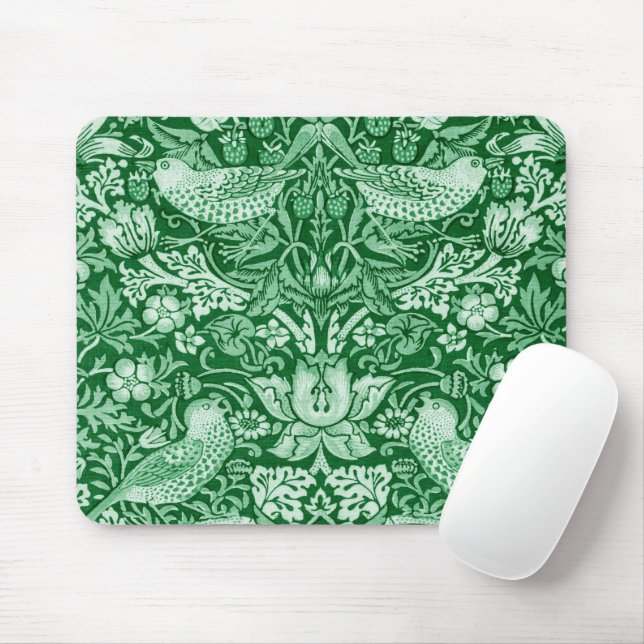 Tapis De Souris Strawberry Thief Green, William Morris (Avec souris)