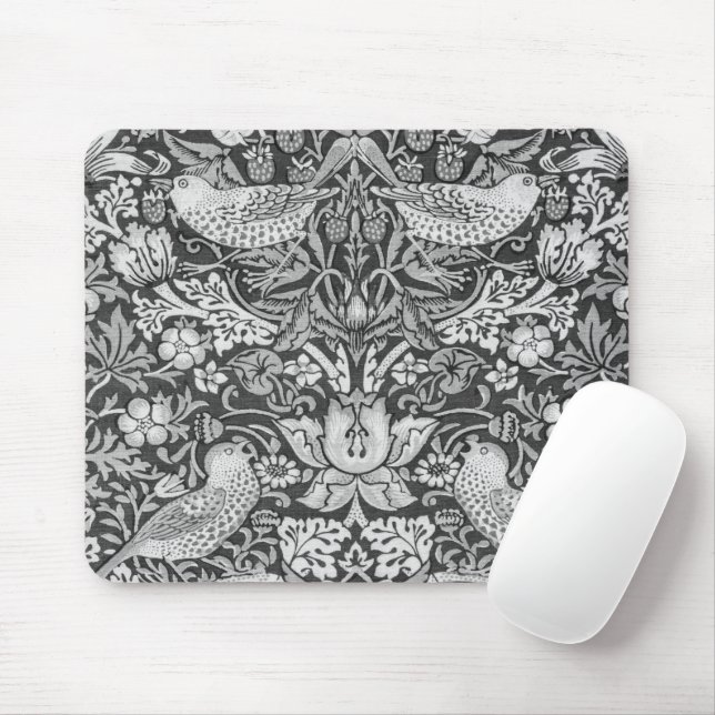 Tapis De Souris Strawberry Thief Grey, William Morris (Avec souris)