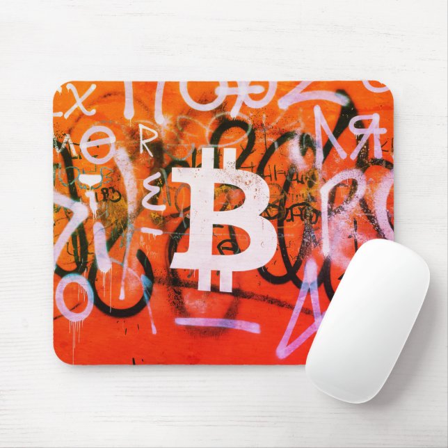 Tapis De Souris Street Art "Bitcoin Graffiti" (Style #9) (Avec souris)