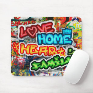 Tapis De Souris Streetart Graffiti Amour Maison Cœur Coloré Funky