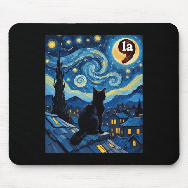 Tapis De Souris Stress Night Black Cat Comma La Kamala Harris 1 (Devant)