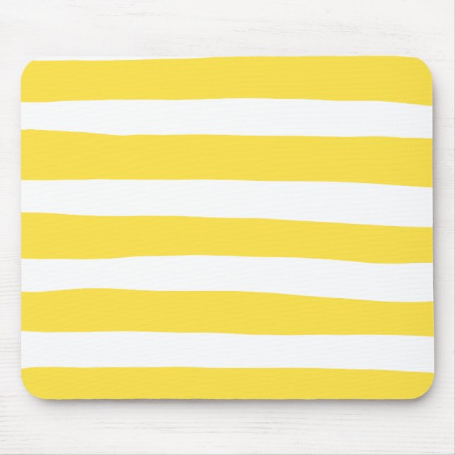 Tapis De Souris Stripes inégales - Citron jaune et blanc (Devant)