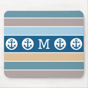 Tapis De Souris Stripes nautiques personnalisé monogramme mousepad