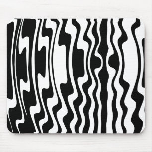 Tapis De Souris Stripey Wavey - noir et blanc