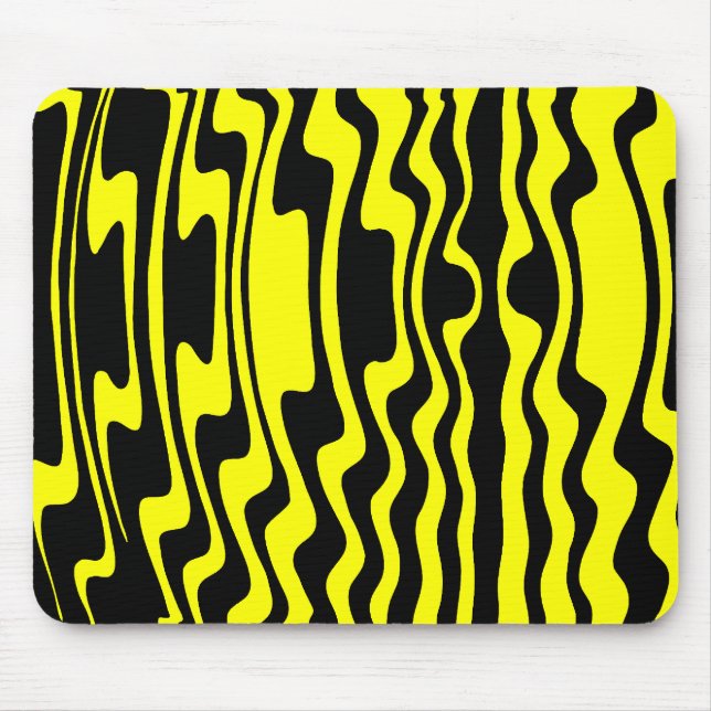 Tapis De Souris Stripey Wavey - noir et jaune (Devant)