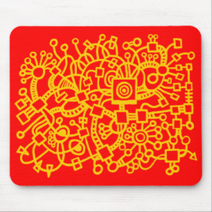 Tapis De Souris Structure Abstraite - Ambre sur rouge