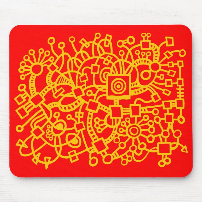 Tapis De Souris Structure Abstraite - Ambre sur rouge (Devant)