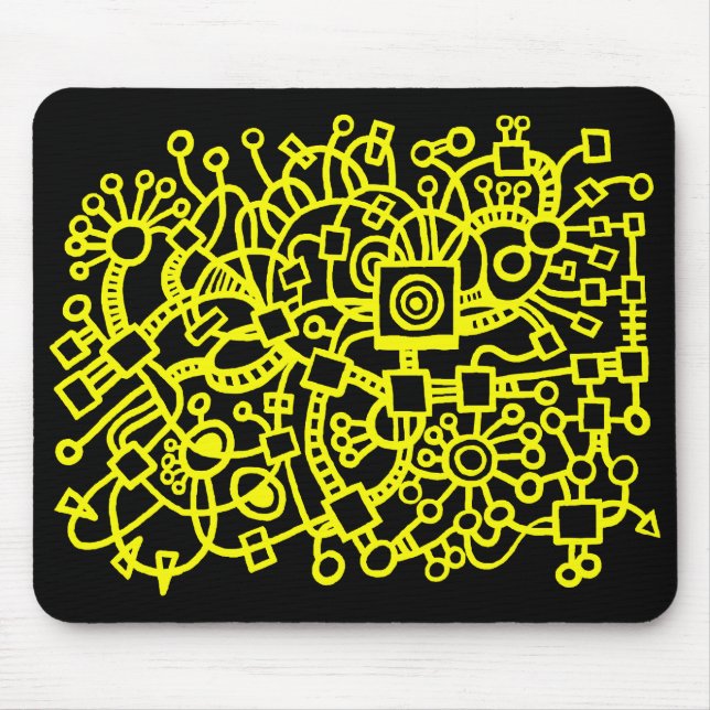 Tapis De Souris Structure Abstraite - Jaune sur noir (Devant)