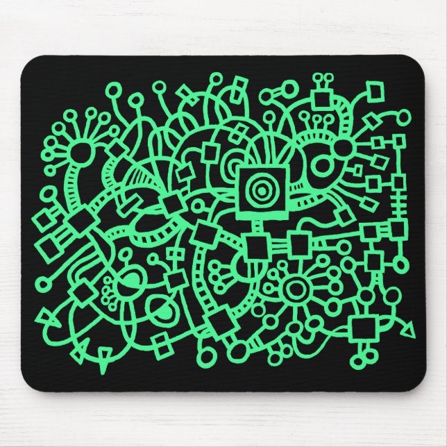Tapis De Souris Structure Abstraite - Mint vert sur noir (Devant)