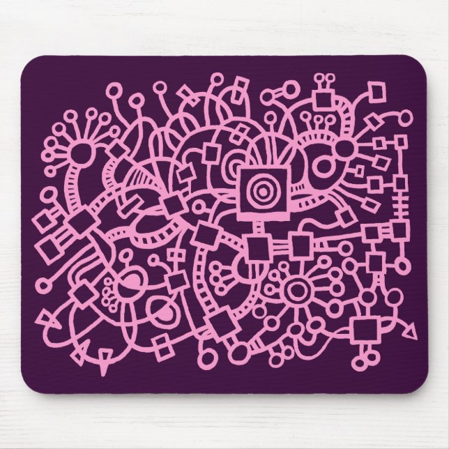 Tapis De Souris Structure Abstraite - rose sur pourpre foncé (Devant)