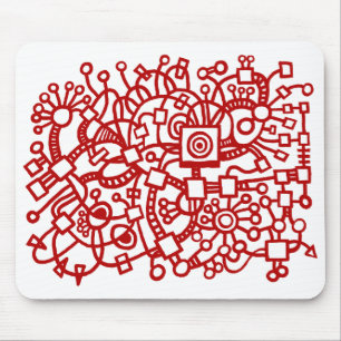 Tapis De Souris Structure Abstraite - Rouge rubis sur blanc