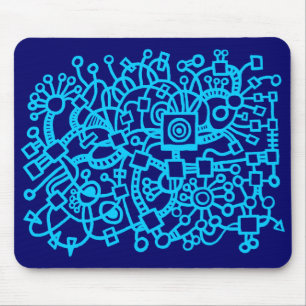 Tapis De Souris Structure Abstraite - Sky Blue sur Deep Navy