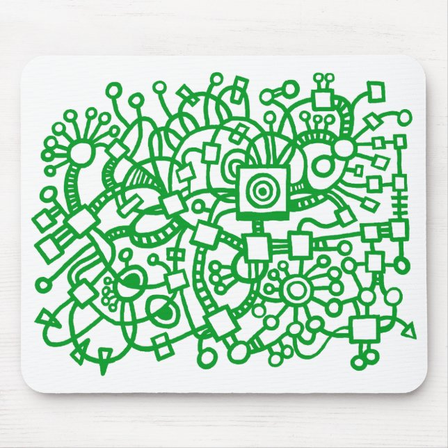 Tapis De Souris Structure Abstraite - Vert laiton sur blanc (Devant)