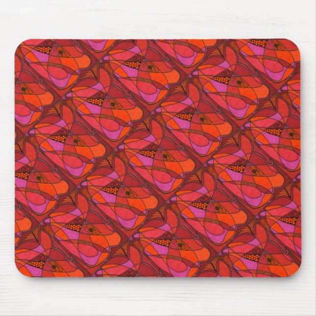 Tapis De Souris "Study in Reds" Tiled Abstract Design Mousepad (Devant)
