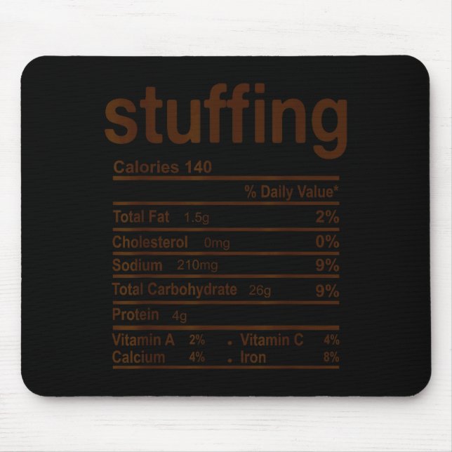 Tapis De Souris Stuffing Nutrition Facts Funny Thanksgiving Food C (Devant)