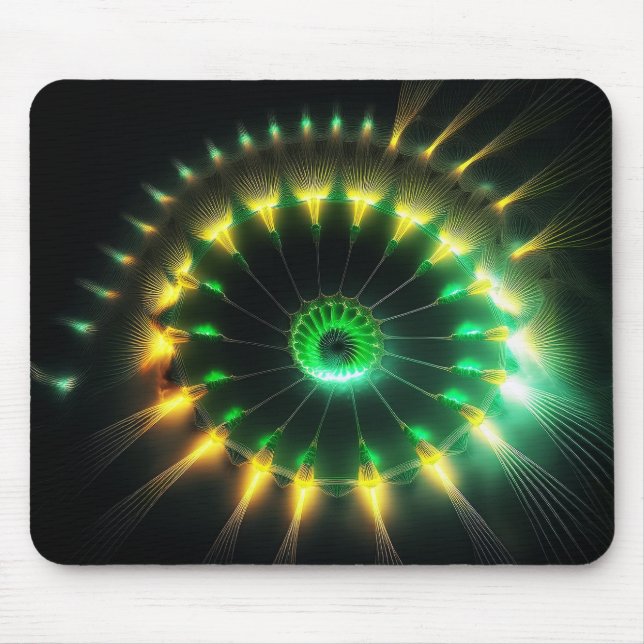 Tapis De Souris Stunning Yellow And Green Pinwheel Fractal (Devant)