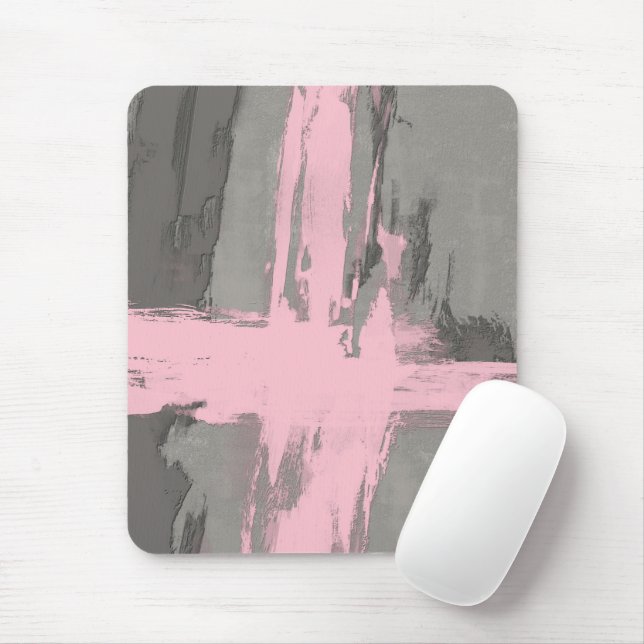 Tapis De Souris Style art moderne Abstrait gris rose (Avec souris)