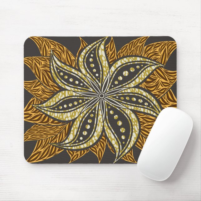 Tapis De Souris Style Batik Floral Abstrait africain (Avec souris)