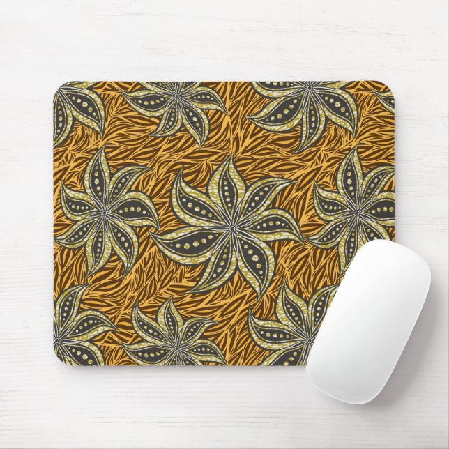 Tapis De Souris Style Batik Floral Abstrait africain (Avec souris)