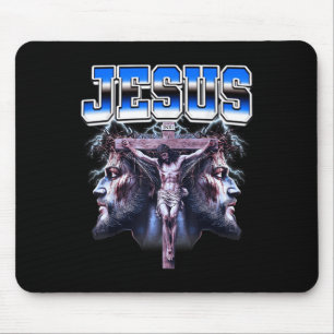 Tapis De Souris Style Bootleg de Jésus Cross Christian 90s