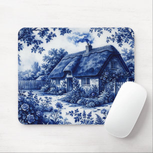 Tapis De Souris Style Flow Blue Cottage Anglais de Campagne Roses