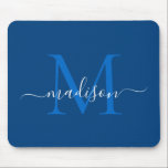 Tapis De Souris Style Marine Bleu Blanc Monogramme Moderne<br><div class="desc">Style Marine Bleu Blanc Monogramme Script Simple Moderne Pad</div>