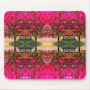 Tapis De Souris Style monet rose paysage d'automne, feuille rose