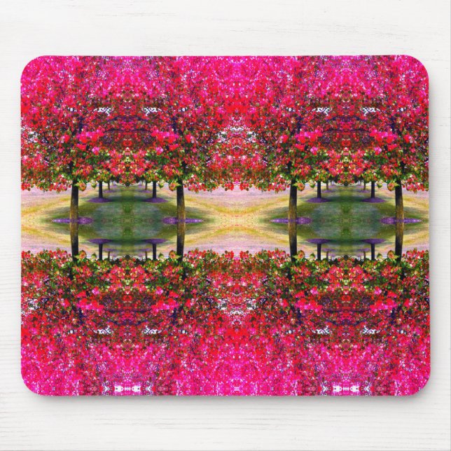 Tapis De Souris Style monet rose paysage d'automne, feuille rose (Devant)