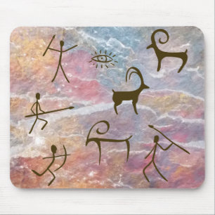 Tapis De Souris Style préhistorique Grotte Peinture Chasseurs et a