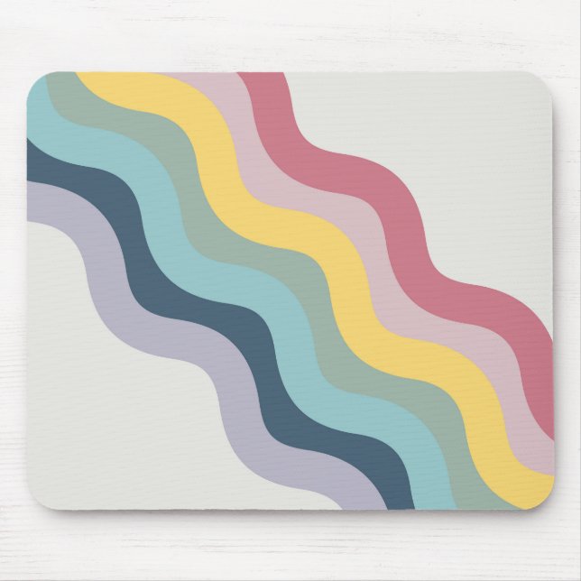 Tapis De Souris Style rétro couleur diagonale vagues design (Devant)