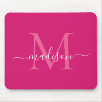 Style rose Magenta blanc Monogramme Script moderne