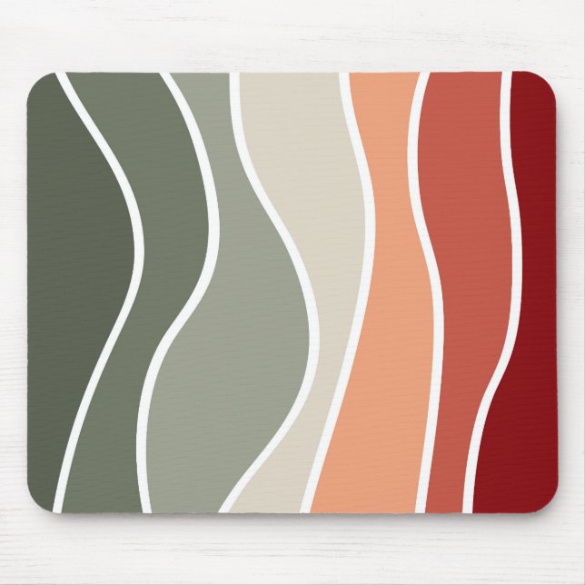Tapis De Souris Style vert et rouge rétro vagues design (Devant)