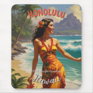 Tapis De Souris Style vintage Hawaiian Travel Honolulu Mid-Pacific