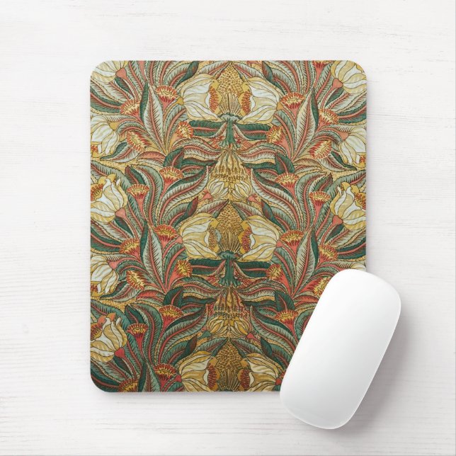 Tapis De Souris Style William Morris Rose Vert Botanique (Avec souris)