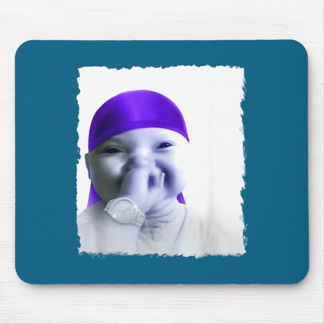 Tapis De Souris Stylish Ai Baby Holding Back Laugh Gigging Meme  (Devant)