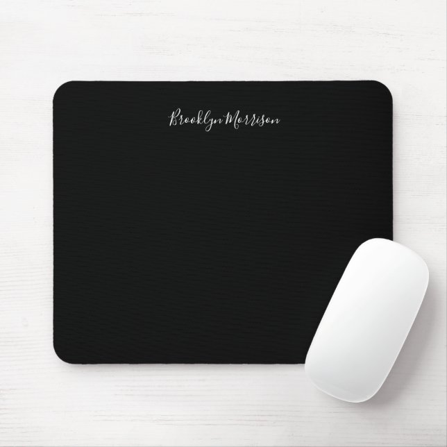 Tapis De Souris Stylish black white custom script monogramme name (Avec souris)