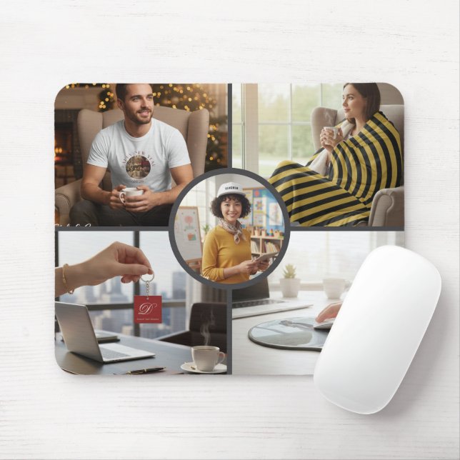 Tapis De Souris Stylish Custom Five Photo Personalized Mouse Pad (Avec souris)