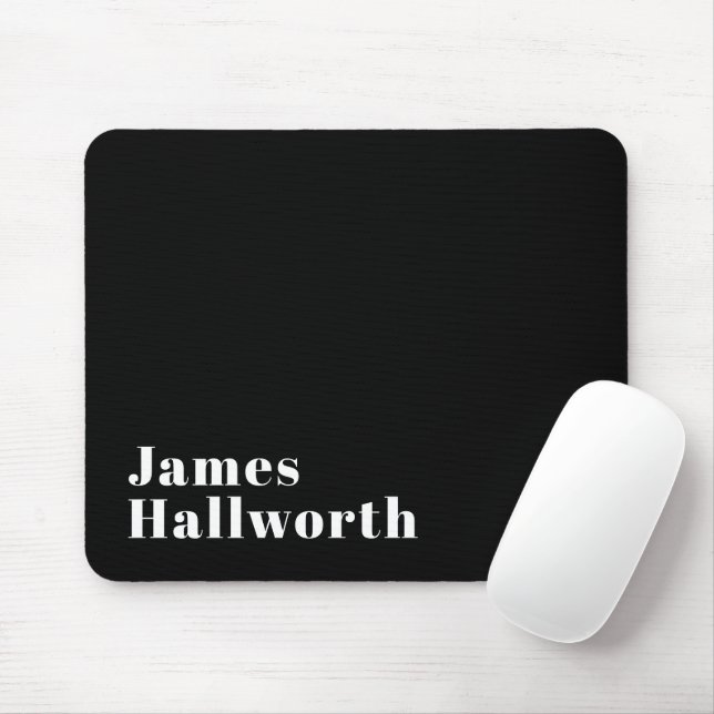 Tapis De Souris Stylish Editable Retro Modern Name (ou autre texte (Avec souris)