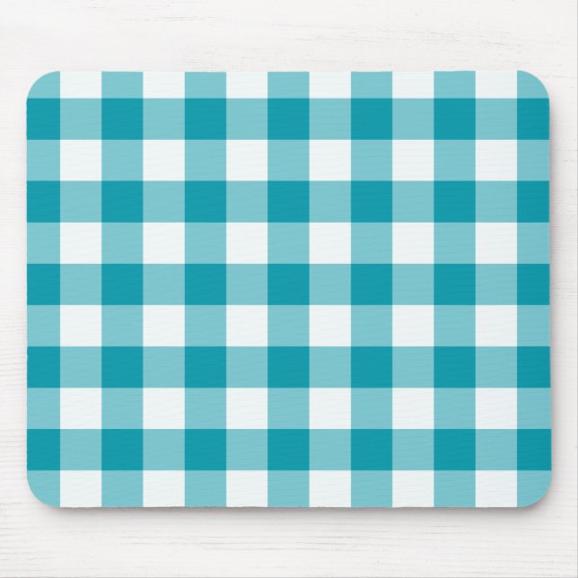 Tapis De Souris Stylish Mousepad, Teal Check Gingham (Devant)